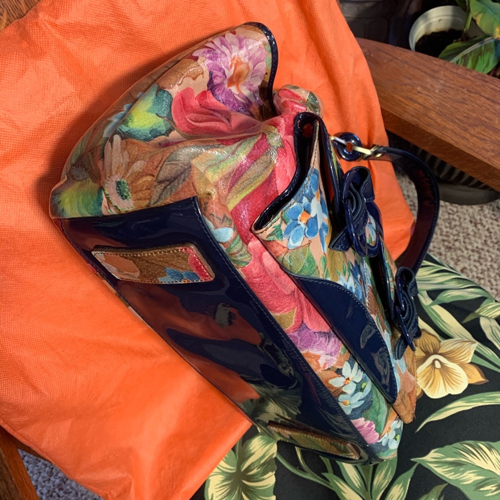 Sharif Floral Leather Handbag, Vintage w/Dustbag - Picture 4 of 8